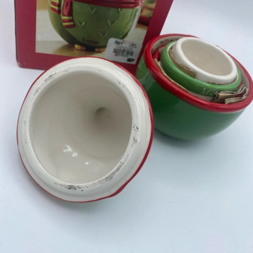 Pier 1 Imports Holiday Owl Nesting Measuring Cup set Handpainted New Open Box